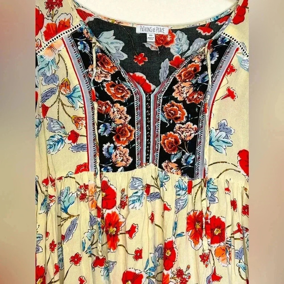 Patrons of Peace Boho Floral Mini Dress Size XS - Picture 2 of 11